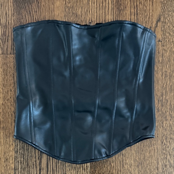 Olivaceous Tops - Olivaceous Black Faux Leather Corset Top